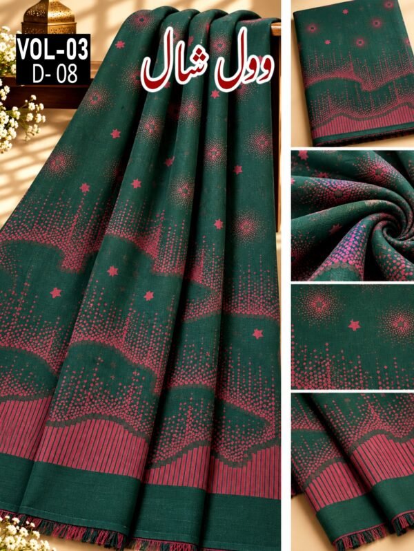 KASHMIRI PASHMINA JACQUARD WOOL LADIES SHAWL VOL-03-Set Of 10 Shawls