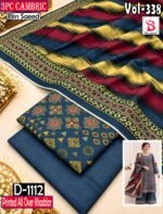 CAMBRIC KHADDAR 3PC BIN SAEED DIGITAL PRINTED WINTER VOL-338-Set Of 08 Dresses