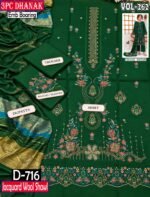 DHANAK 3PC BOARING WORK ESHAAL ANSARI EMBROIDERED SEQUIN DAMAN VOL-262-Set Of 06 Dresses