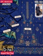 DHANAK 3PC BOARING WORK ESHAAL ANSARI EMBROIDERED SEQUIN DAMAN VOL-262-Set Of 06 Dresses