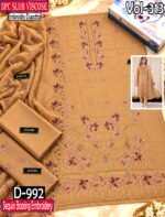 SLUB VISCOSE BOARING 3PC RUKHAY E BAHAR EMBROIDERED SEQUIN BAMBER DUPATTA VOL-313-D-992