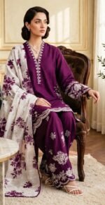 MIX BRANDS 3PC EMBROIDERED DHANAK DESIGNER COLLECTION VOL-06-D#814