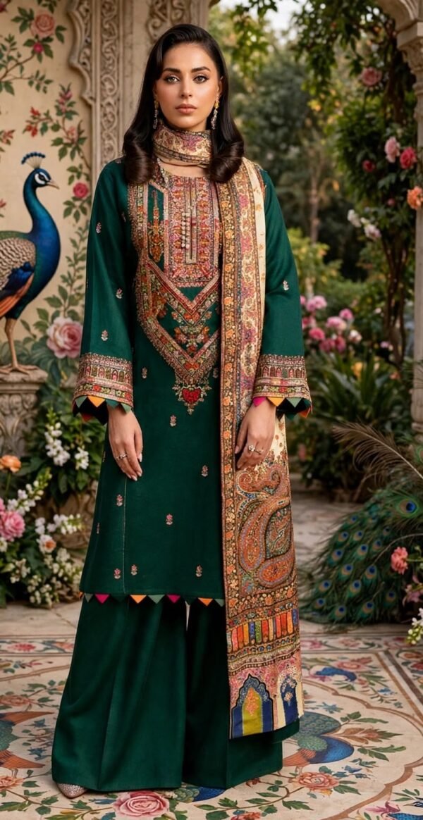 MIX BRANDS 3PC EMBROIDERED DHANAK DESIGNER COLLECTION VOL-06-D#803
