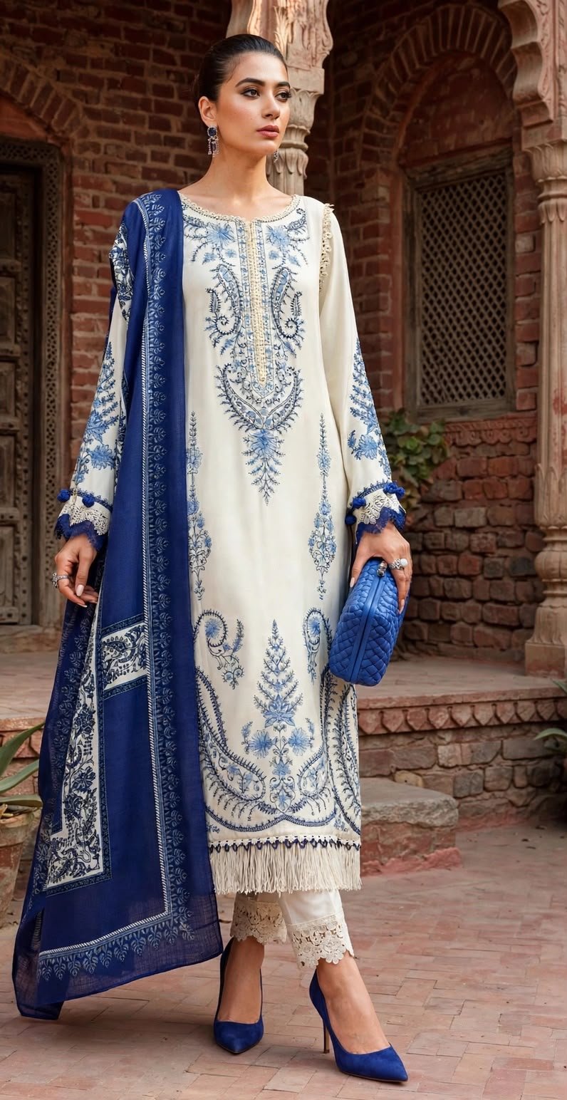 MIX BRANDS 3PC EMBROIDERED DHANAK DESIGNER COLLECTION VOL-06-D#809