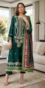 MIX BRANDS 3PC EMBROIDERED DHANAK DESIGNER COLLECTION VOL-06-D#805