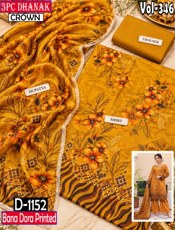 BANA DORA DHANAK 3PC CROWN DIGITAL PRINTED WINTER VOL-346-D-1152