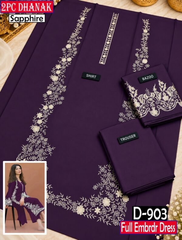 MIX BRANDS 2PC FULL EMBROIDERED DHANAK DESIGNER COLLECTION VOL-07-Set Of 05 Dresses