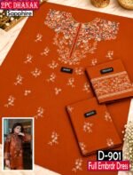 MIX BRANDS 2PC FULL EMBROIDERED DHANAK DESIGNER COLLECTION VOL-07-Set Of 05 Dresses
