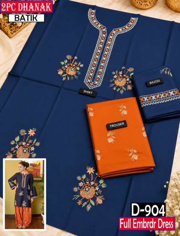 MIX BRANDS 2PC FULL EMBROIDERED DHANAK DESIGNER COLLECTION VOL-07-Set Of 05 Dresses