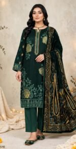 CHAMKI VELVET DHANAK 3PC CHAMBELI SEQUIN BORING EMBROIDEREY PALACHI SHAWL VOL-322-D-1043