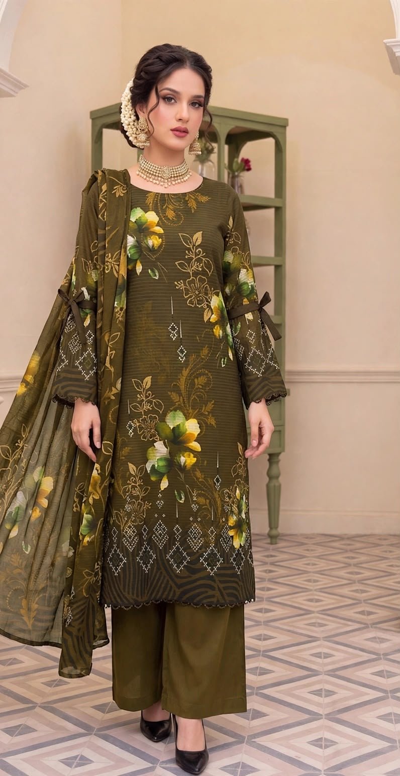 BANA DORA DHANAK 3PC CROWN DIGITAL PRINTED WINTER VOL-346-D-1156