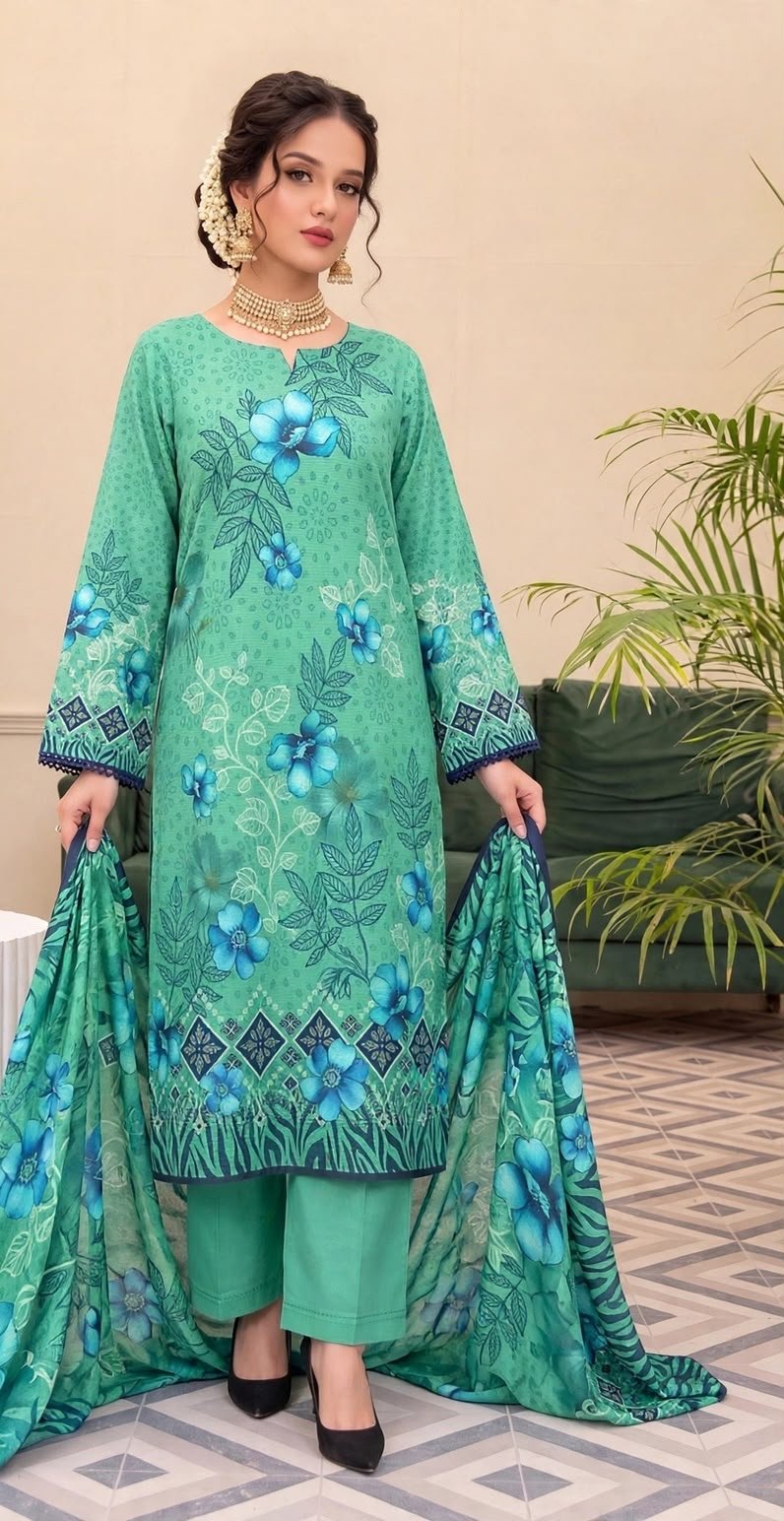 BANA DORA DHANAK 3PC CROWN DIGITAL PRINTED WINTER VOL-346-D-1155