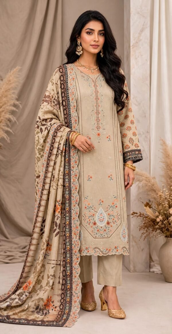 APLIC WORK KHADDAR 3PC COCO BY ZARA SHAHJAHAN EMBROIDRY DIGITAL PRINT VOL-348-1162