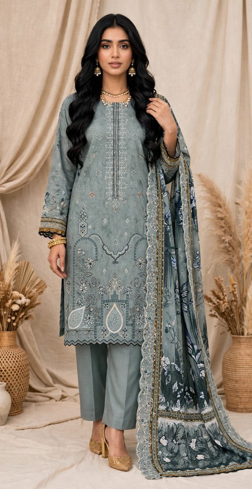 APLIC WORK KHADDAR 3PC COCO BY ZARA SHAHJAHAN EMBROIDRY DIGITAL PRINT VOL-348-1164