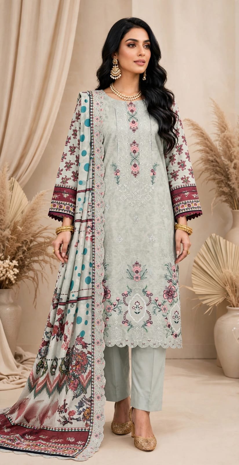 APLIC WORK KHADDAR 3PC COCO BY ZARA SHAHJAHAN EMBROIDRY DIGITAL PRINT VOL-348-1167