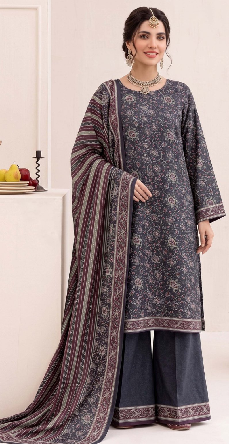 CAMBRIC KHADDAR 3PC BIN SAEED DIGITAL PRINTED WINTER VOL-338-D-1111