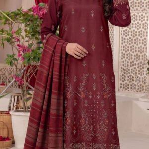 SLUB DHANAK 3PC RUKHAY SUKHAN SEQUIN BORING EMBROIDERED JACQUARD SHAWL VOL-303-D-933