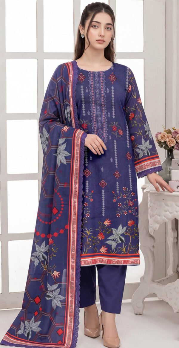 CHAMKI VISCOSE 3PC COCO ZARA SHAHJAHAN EMBROIDERED DIGITAL PRINTED DESIGNER VOL-277-D-864