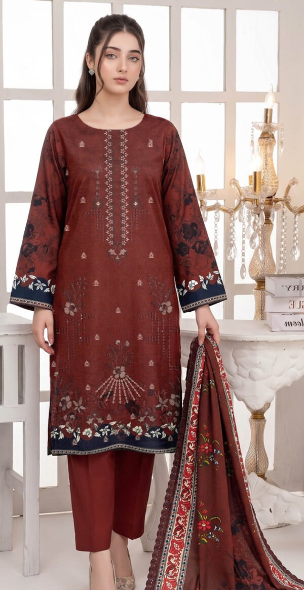 CHAMKI VISCOSE 3PC COCO ZARA SHAHJAHAN EMBROIDERED DIGITAL PRINTED DESIGNER VOL-277-D-865