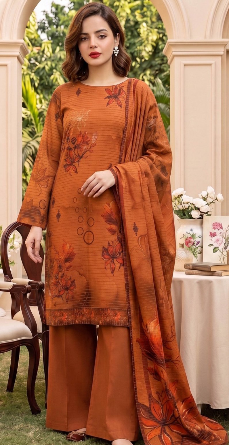 VELVET CHAMKI DHANAK 3PC BIN SAEED DIGITAL PRINTED WINTER VOL-336-D-1103