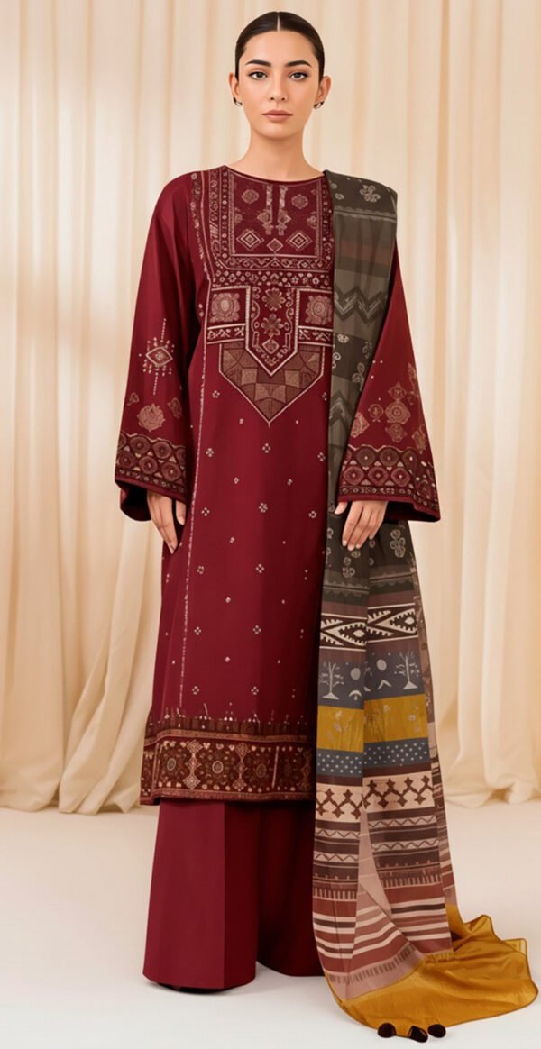 MIX BRANDS 3PC EMBROIDERED DHANAK DESIGNER COLLECTION VOL-03-641