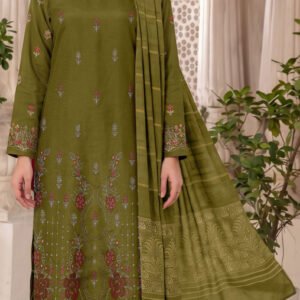 SLUB DHANAK 3PC RUKHAY SUKHAN SEQUIN BORING EMBROIDERED JACQUARD SHAWL VOL-303-D-932