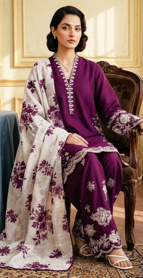 MIX BRANDS 3PC EMBROIDERED DHANAK DESIGNER COLLECTION VOL-05-814