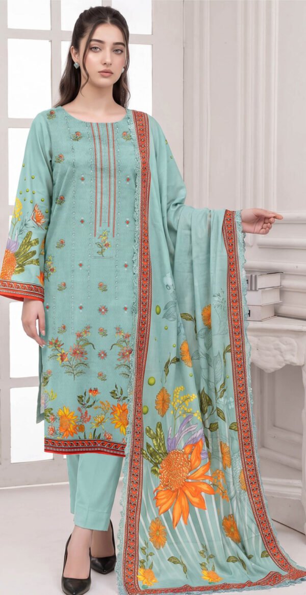CHAMKI VISCOSE 3PC COCO ZARA SHAHJAHAN EMBROIDERED DIGITAL PRINTED DESIGNER VOL-277-D-861