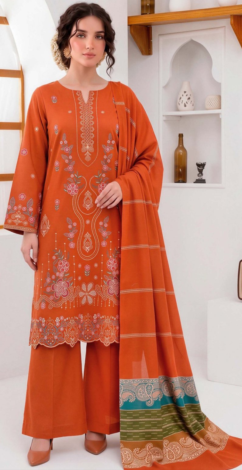 DHANAK 3PC BOARING WORK ESHAAL ANSARI EMBROIDERED SEQUIN DAMAN VOL-262-D-715