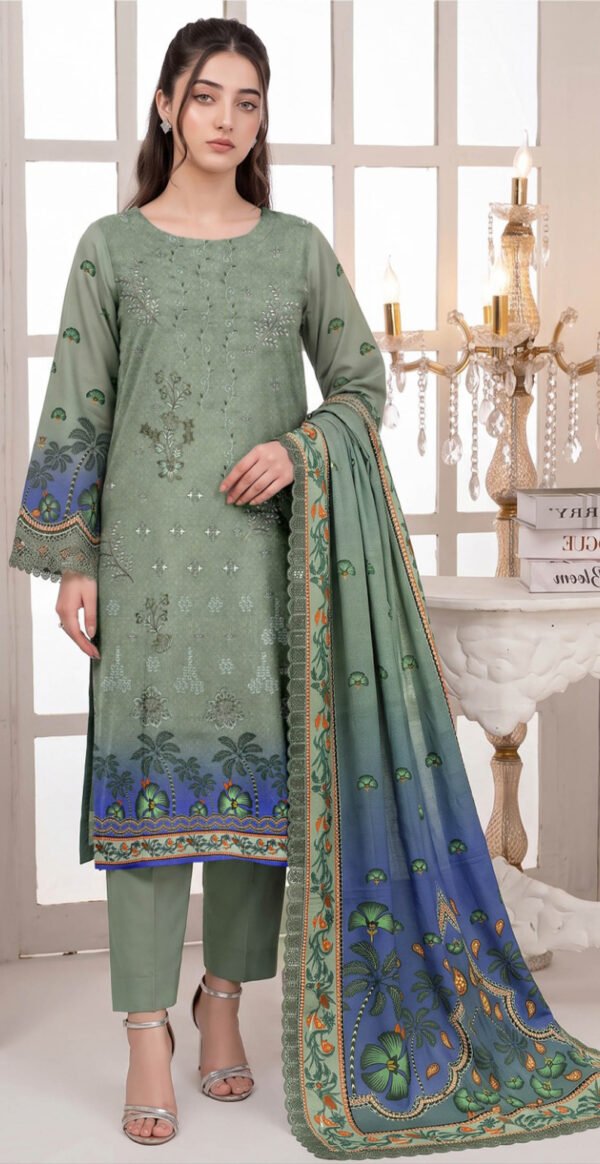 CHAMKI VISCOSE 3PC COCO ZARA SHAHJAHAN EMBROIDERED DIGITAL PRINTED DESIGNER VOL-277-D-868