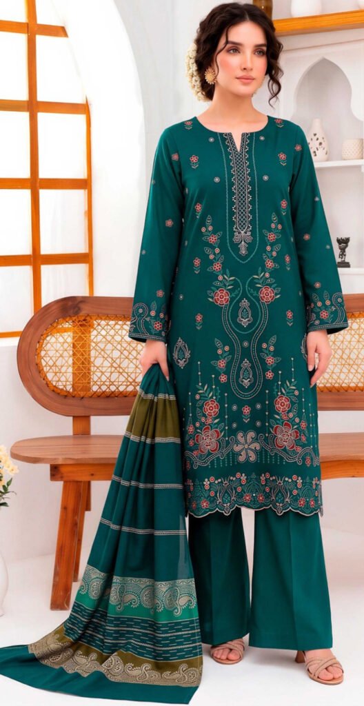 DHANAK 3PC BOARING WORK ESHAAL ANSARI EMBROIDERED SEQUIN DAMAN VOL-262-D-712