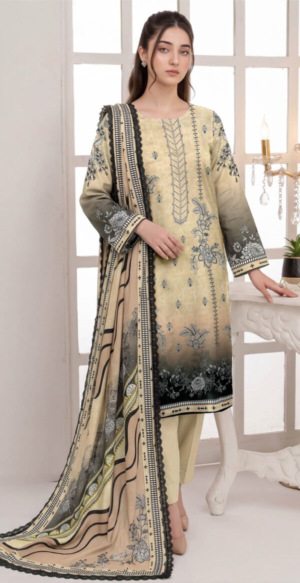 CHAMKI VISCOSE 3PC COCO ZARA SHAHJAHAN EMBROIDERED DIGITAL PRINTED DESIGNER VOL-277-D-866